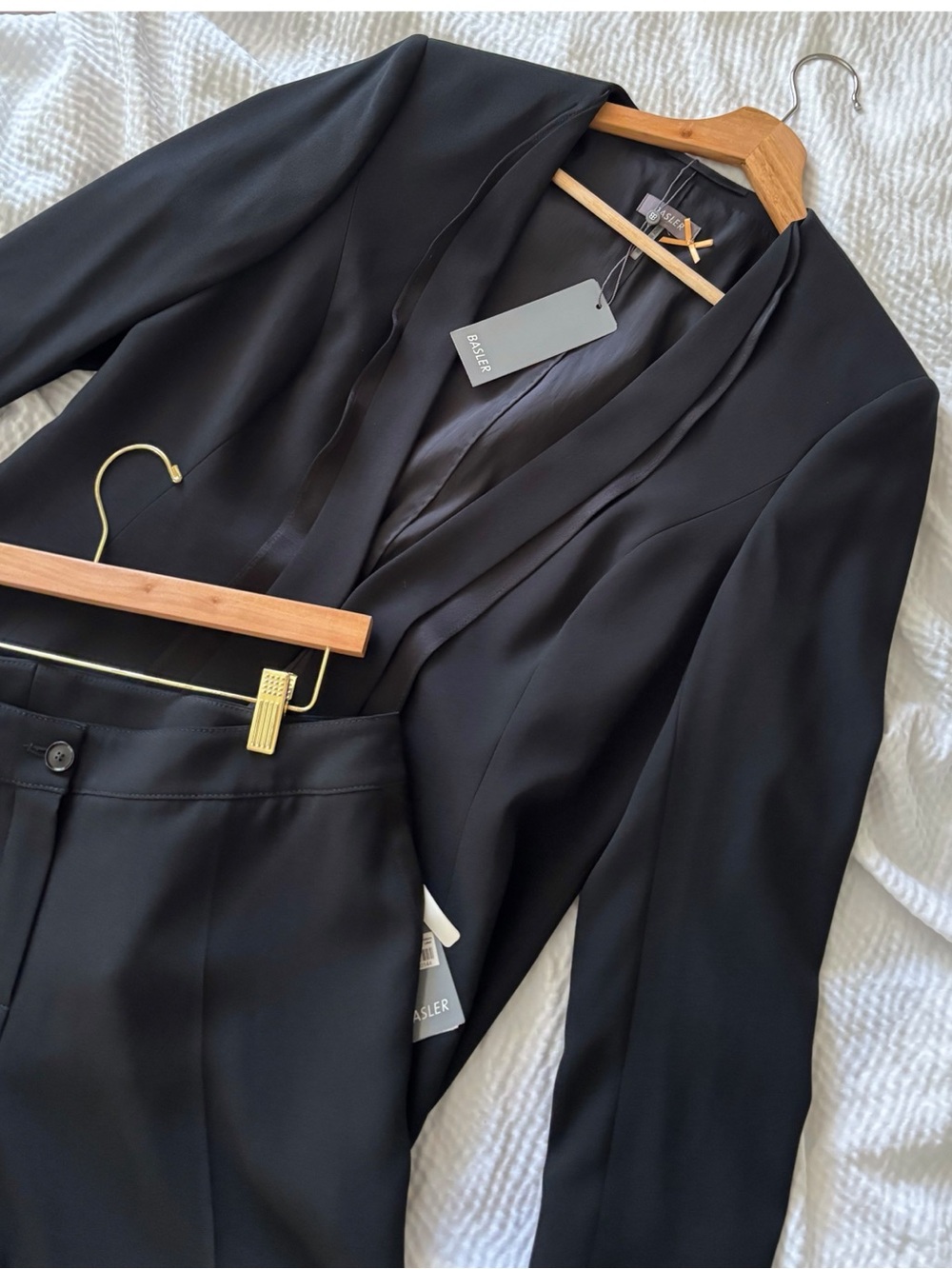 Basler Plunge Neck Boot Cut Pant Suit